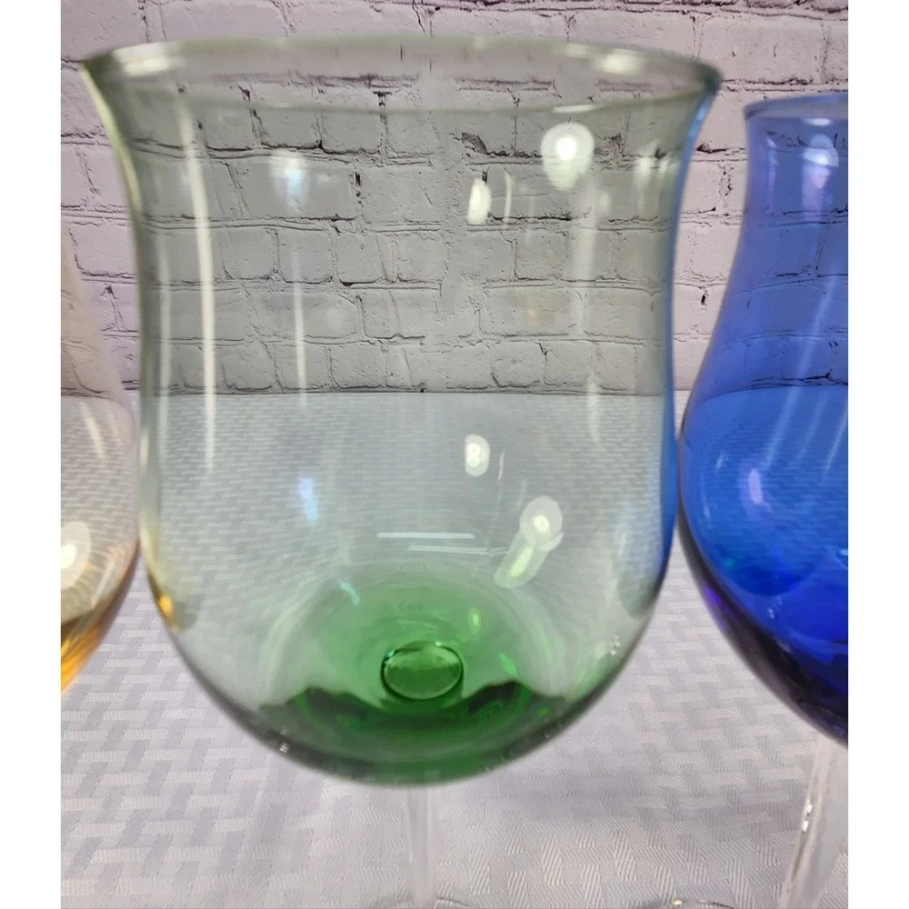 Lenox Gems Tulip Wine Glasses Set of 4 Multicolor Crystal Stemware 8.75